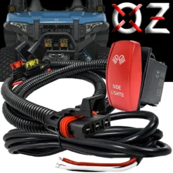 10ft. Pulse Power Bus Bar Plug Red Rocker Switch 3-Wire Harness Kit For Dual Function LED Side Lights Compatible With Polaris RZR Pro Ranger Crew XP XPEDITION ADV 2018-2024