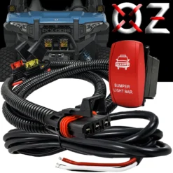 10ft. Pulse Power Bus Bar Plug Red Rocker Switch 3-Wire Harness Kit For Dual Function Bumper Lights Compatible With Polaris RZR Pro Ranger Crew XP XPEDITION ADV 2018-2024