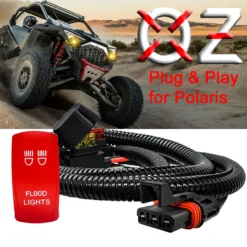 Flood Lights On/Off Red Rocker Switch With Power Busbar Plug Harness Compatible With Polaris Pulse Power Busbar RZR Pro Ranger Crew XP 2018-2023