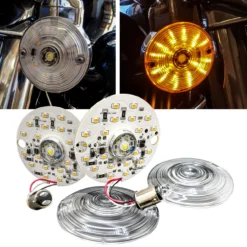 White Amber Dual LED Turn Signal Kit Harley Day Time Running Touring Maker 1157