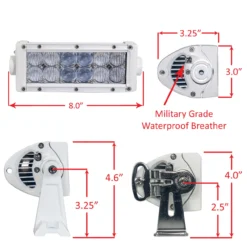 1 Pair OZ-USA® 4D-Series Marine-Grade White 8-Inch LED Light Bar Combo Beam Off-road Marine Fishing Vessel 12 - 24 Volts -Oz 10 52653.1653603972
