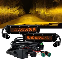 1 Pair 7 Inch Amber OZ-USA® UB Series 30W Ultra Bright High Output Single Row LED Fog Light Kit With Plug And Play Harness -Oz 10 61309.1632352243