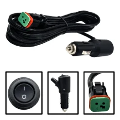 10FT Automotive Lighter Plug Portable Power Supply Adapter With Deutsch DT Plug Connector AWG#16 Wire Harness 20A Fuse On/Off Switch Off-Road Truck RV 12V 24V