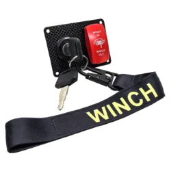 Carbon Fiber Switch Panel Keyed Shut-Off Locking Winch In/Out Rocker Red -Oz 11 34830.1695251685