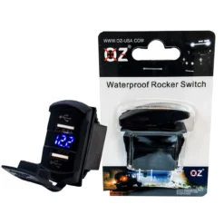 USB Voltmeter OZ-USA® Dual Car Fast Charger Universal Rocker Style Blue LED Digital Display Volt Meter