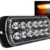 White Amber Dual Row 12-LED Surface Mount Warning Strobe Light Flasher Emergency Vehicle Tow Truck Trailer Van Construction Heavy Equipment 12v 24v