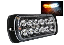White Amber Dual Row 12-LED Surface Mount Warning Strobe Light Flasher Emergency Vehicle Tow Truck Trailer Van Construction Heavy Equipment 12v 24v