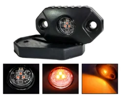 Amber Cree LED Aluminum Rock Light Surface Mount For Crawling Under Body Frame Fender Wheel Well Interior Exterior Dome Light Truck UTV ATV RV Off Road 12V