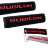 Set Of 2 Rubicon Logo Automotive Seat Belt Covers And Rubicon Key Chains