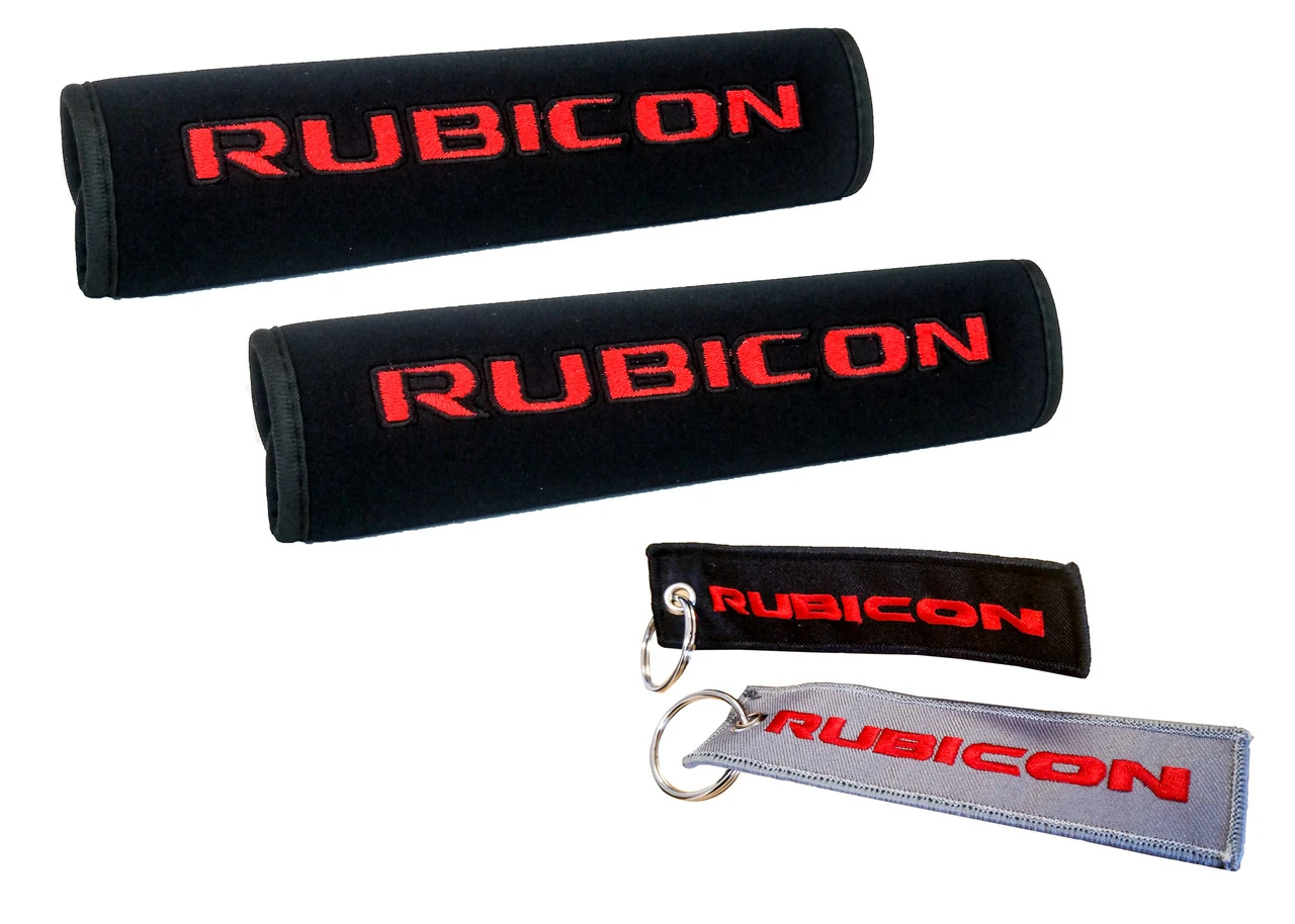 Set Of 2 Rubicon Logo Automotive Seat Belt Covers And Rubicon Key Chains 1 Set Of 2 Rubicon Logo Automotive Seat Belt Covers And Rubicon Key Chains