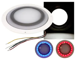 8.5" Round 26w White LED Interior Scene Dome Recessed Light Frosted Lens With Color Changing Red + Blue Ambient Night Light Non-Switch 12V