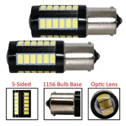 Set Of 2 White LED 1156 Bulb Base 33-SMD Error Free LED Lamp With Projector Lens For RV Camper Boat Truck Trailer Dome Light Reverse Lights Turn Signals12V