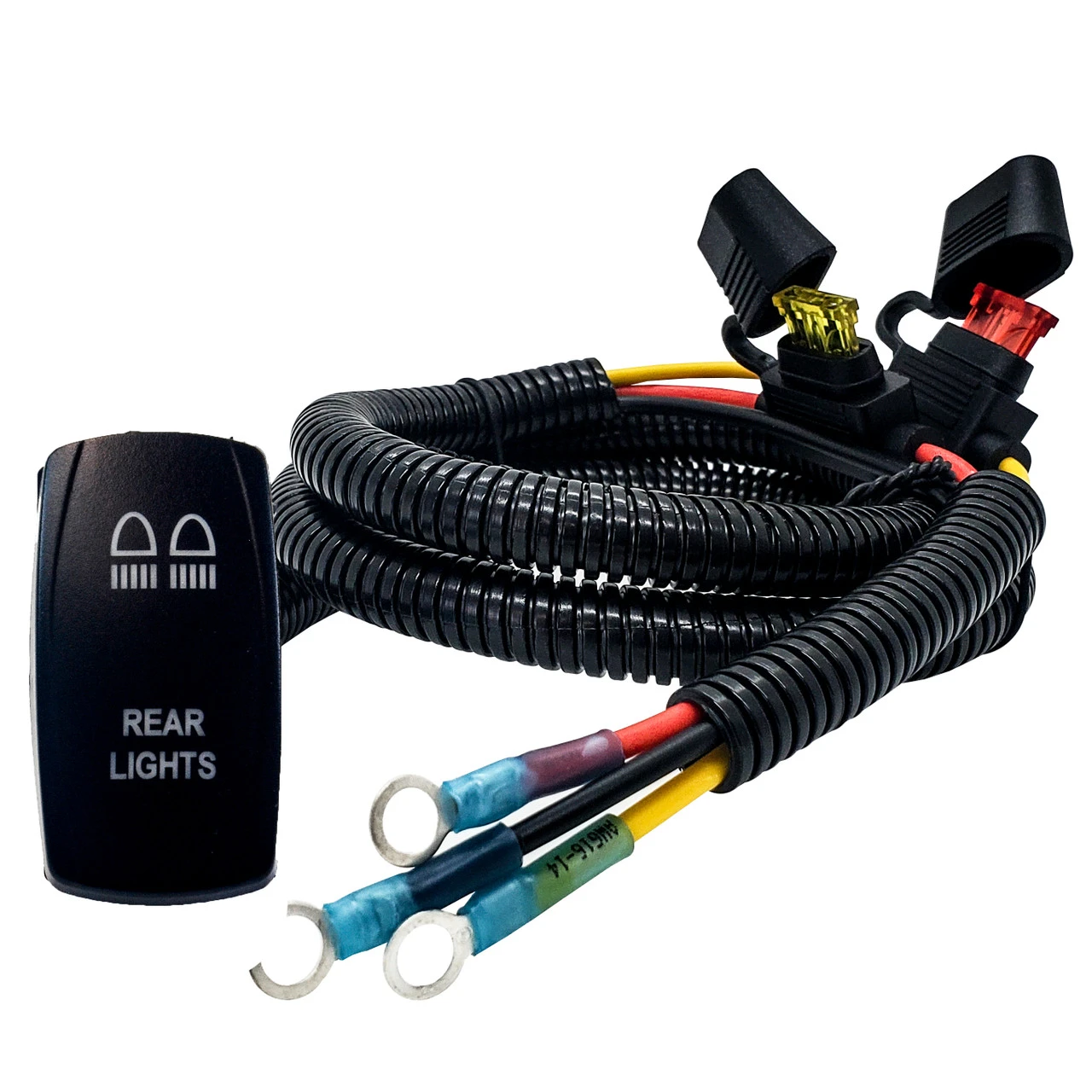 6' Power Busbar Distribution Block Wire Harness With On/Off Rocker Switch For Rear Chase Lights Compatible With 2018-2023 Can-Am Maverick X3 Max RS Turbo RR Sport Trail Defender 3 6' Power Busbar Distribution Block Wire Harness With On/Off Rocker Switch For Rear Chase Lights Compatible With 2018-2023 Can-Am Maverick X3 Max RS Turbo RR Sport Trail Defender - Image 3