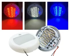 5" Round Red White Blue LED Color Changing Dimmable Dome Light Touch Sensor Switch Lighting Fixture Interior Exterior Marine RV Truck Boat Wheelhouse Trailer 12v 24v