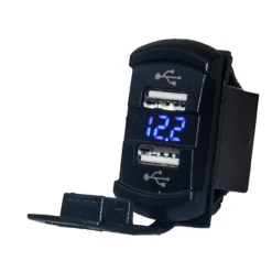 USB Voltmeter OZ-USA® Dual Car Fast Charger Universal Rocker Style Blue LED Digital Display Volt Meter -Oz 1 23477.1644107285
