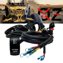 Shock Mount Light Wire Harness Plug & Play With On/Off Rocker Switch Fuse Compatible With Can-Am Maverick X3 RS Turbo R -Oz 1 24274.1682703726