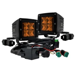 4D Series OZ-USA® 3" Amber Pod High Intensity LED Ditch Fog Lights Spot Beam Pattern Plug And Play Wire Harness Offroad