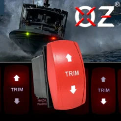 Trim Up/Down Momentary Red Rocker Switch Laser-Etched White LED Backlight 12V For Boats Marine Vessels -Oz 1 41694.1697674582