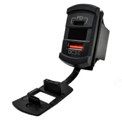 USB Dual Port Type-A QC 3.0 And USB-C PD With Voltmeter Automotive Fast Charger Universal Rocker Style Blue LED Voltage Digital Display -Oz 1 69241.1681168646
