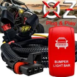 Bumper Light Bar On/Off Red Rocker Switch With Power Busbar Plug Harness Compatible With Polaris Pulse Power Busbar RZR Pro Ranger Crew XP 2018-2023