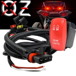 10ft. Pulse Power Bus Bar Plug Red Rocker Switch 3-Wire Harness Kit For Dual Function Rear Lights Compatible With Polaris RZR Pro Ranger Crew XP XPEDITION ADV 2018-2024