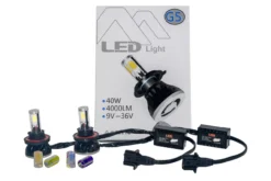 H13 Hi/Lo Cree LED Headlight Kit By OZ-USA® 40W 4-Sided Head Light Dual Beam 4000LM Xenon White 6000K . Changeable Yellow & Blue Glass Tubes Included.