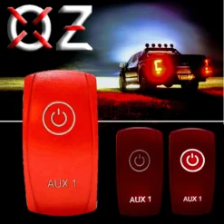 AUX 1 On/Off Red Rocker Switch Accessory Auxiliary Lights 4-Pin For Trucks UTV Golf Carts RV Boats Compatible With Polaris RZR Can-Am YXZ Pioneer Dash Panels
