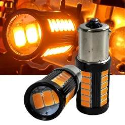 Set Of 2 Amber LED 1156 Bulb 33-SMD Error Free LED Lamp With Projector Lens For Running Lights Turn Signals Marker -Oz 21 83268.1630966580