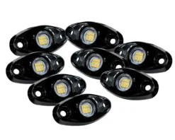8 Pc White LED Rock Light Kit 9 SMD For Crawling Under Body Frame Fender 4x4 Offroad White