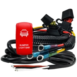 10ft. Power Bus Bar Distribution Block 3-Wire Harness Kit Red Rocker Switch For Dual Function Bumper Lights Compatible With 2018-2023 Can-Am Maverick X3 Max RS Turbo RR Sport Trail Defender -Oz 2 22874.1702517336