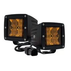 4D Series OZ-USA® 3" Amber Pod High Intensity LED Ditch Fog Lights Flood Beam Pattern Plug And Play Wire Harness Offroad -Oz 2 74049.1623537070