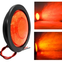 5.5 Inch Round Amber Lens 21-LED Turn Signal Light Flush Mount With Rubber Grommet -Oz 2 83731.1622929477