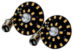 Black Out Front White Amber Dual LED Turn Signal Running Light Insert Harley Bullet 1157 Bulb FL FX XL Smoke Lens Touring Dyna Softail Sportster Street Road Electra Glide -Oz 2 85712.1518223818