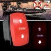 Trim Up/Down Momentary Red Rocker Switch Laser-Etched White LED Backlight 12V For Boats Marine Vessels