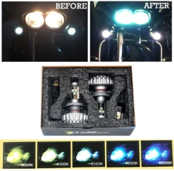 Motorcycle H4 Dual LED Bulb Headlight Conversion Kit Harley Road Glide King Cvo Street Touring FL Xenon White