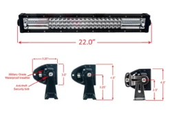 T-Series 22" Triple Row LED Light Bar Combo Beam + Black Lens Cover Wire Harness Kit For Offroad Truck SUV UTV RV -Oz 2a 36804.1503624248