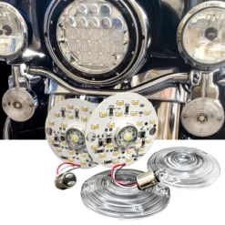 White Amber Dual LED Turn Signal Kit Harley Day Time Running Touring Maker 1157 -Oz 3 A 68618.1603914172