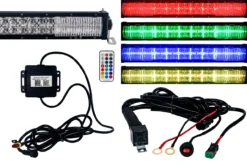 Curved 40" OZ-USA® RGB Series Double Row Dimmable LED Light Bar Cross Style DRL & Variable RGB Bluetooth Functions Combo Beam Anti-Theft Hardware Off Road 4WD ATV SUV Truck -Oz 3 00866.1485825514
