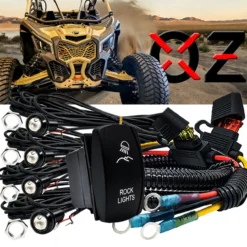 Amber LED Rock Light Kit Plug & Play Power Bus Bar Distribution Block Wire Harness Compatible With 2018-2023 Can-Am Maverick X3 Max RS Turbo RR Sport Trail Defender