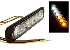 White Amber 6-LED Surface Mount Warning Caution Strobe Light Hazard Flasher Emergency Tow Truck Construction Vehicle Semi Trailer Van 12v 24v -Oz 3 07858.1589397610