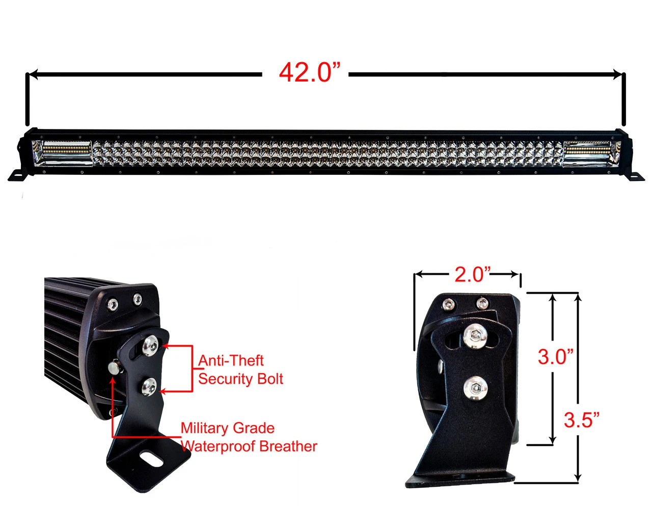 DL-Series 42" Amber White Dual Color Changing LED Light Bar Harness Anti-theft Security Bolt Flashing Emergency Driving Fog Spot Light Offroad SUV Truck Marine Agricultural And Heavy Equipment 12 - 32 Volts 3 DL-Series 42" Amber White Dual Color Changing LED Light Bar Harness Anti-theft Security Bolt Flashing Emergency Driving Fog Spot Light Offroad SUV Truck Marine Agricultural And Heavy Equipment 12 - 32 Volts - Image 3