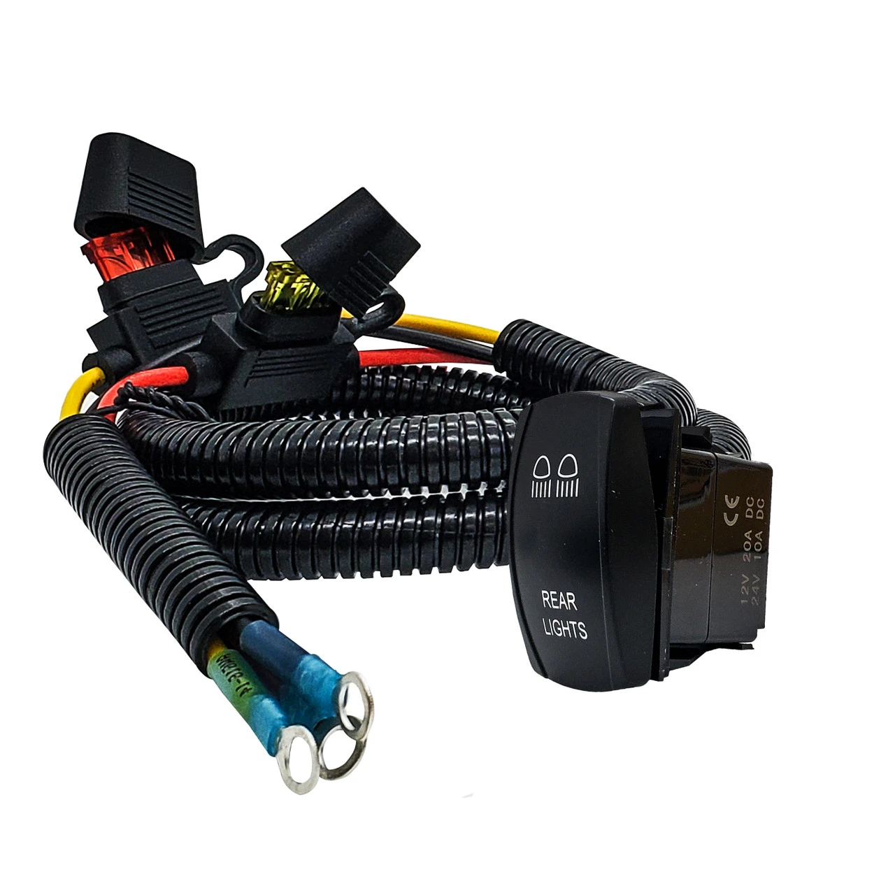 6' Power Busbar Distribution Block Wire Harness With On/Off Rocker Switch For Rear Chase Lights Compatible With 2018-2023 Can-Am Maverick X3 Max RS Turbo RR Sport Trail Defender 2 6' Power Busbar Distribution Block Wire Harness With On/Off Rocker Switch For Rear Chase Lights Compatible With 2018-2023 Can-Am Maverick X3 Max RS Turbo RR Sport Trail Defender - Image 2