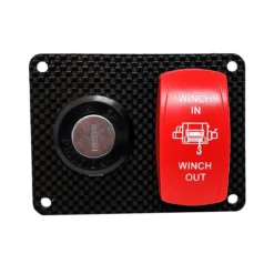 Carbon Fiber Switch Panel Keyed Shut-Off Locking Winch In/Out Rocker Red -Oz 3 57469.1695251694