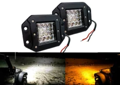 Flush Mount Dual Color High Output White Amber LED POD Light Changing Flasher Strobe Optic Lens Emergency Driving Fog Spot Light For Offroad Truck SUV ATV Jeep Motorcycle Boat Marine 12 - 32 Volts. (1 Pair) -Oz 3 60369.1520401533