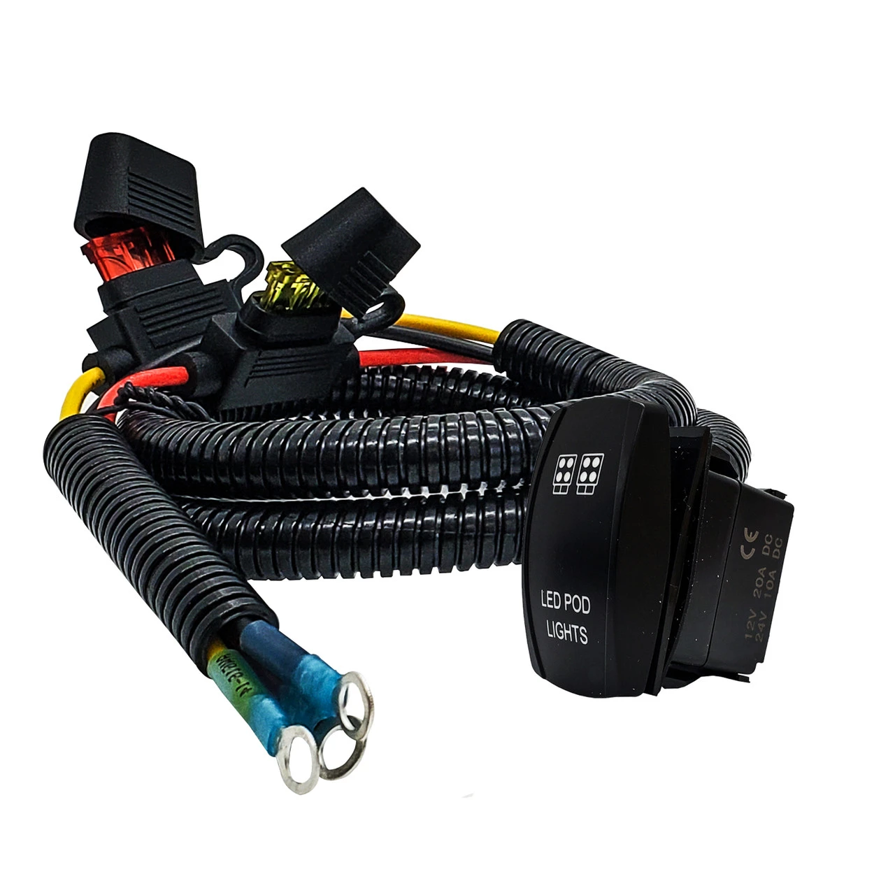 6' Power Busbar Distribution Block Wire Harness With On/Off Rocker Switch For LED Pod Lights Compatible With 2018-2023 Can-Am Maverick X3 Max RS Turbo RR Sport Trail Defender 2 6' Power Busbar Distribution Block Wire Harness With On/Off Rocker Switch For LED Pod Lights Compatible With 2018-2023 Can-Am Maverick X3 Max RS Turbo RR Sport Trail Defender - Image 2