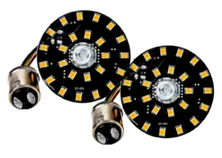 Black Out Front White Amber Dual LED Turn Signal Running Light Insert Harley Bullet 1157 Bulb FL FX XL Smoke Lens Touring Dyna Softail Sportster Street Road Electra Glide -Oz 3 77856.1518223818