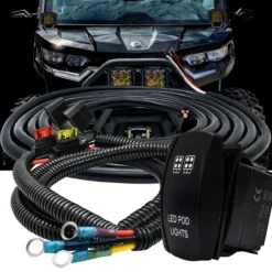 10ft. Power Bus Bar Block 3-Wire Harness Kit For Dual Function LED Pod Lights Compatible With 2018-2023 Can-Am Maverick X3 Max RS Turbo RR Sport Trail Defender -Oz 46 5 58352.1702510685