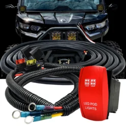 10ft. Power Bus Bar Block On/Off Red Rocker Switch 3-Wire Harness Kit For Dual Function LED Pod Lights Compatible With 2018-2023 Can-Am Maverick X3 Max RS Turbo RR Sport Trail Defender -Oz 46 r1 65421.1702513051