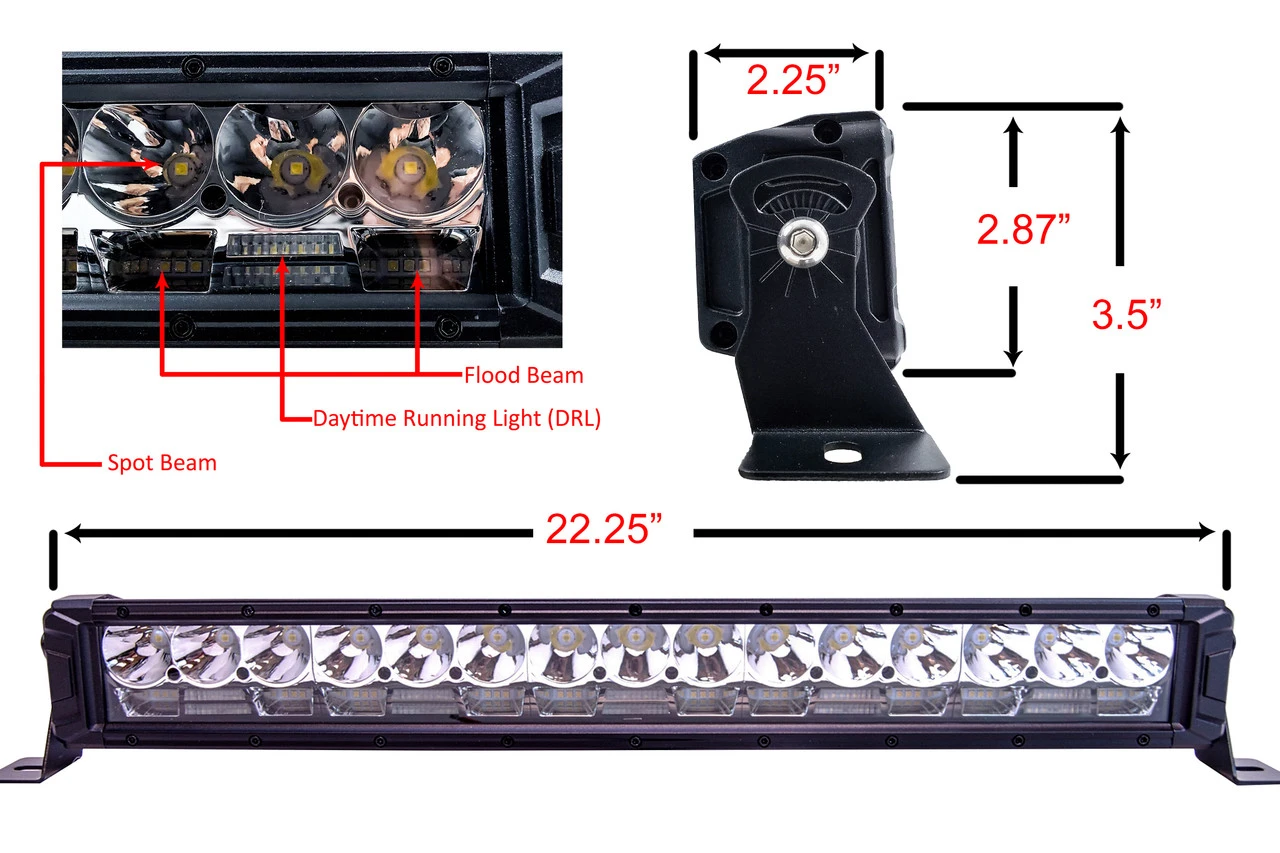 22" High Output Osram LED Light Bar With DRL Function Combo Spot Flood Beam For Truck Offroad UTV ATV Marine Vessels 12V - 24V 5 22" High Output Osram LED Light Bar With DRL Function Combo Spot Flood Beam For Truck Offroad UTV ATV Marine Vessels 12V - 24V - Image 5