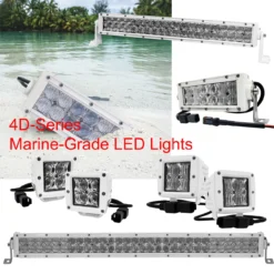 8" White 4D Series OZ-USA® 36w LED Light Bar Combo Beam Plug And Play Harness For Marine Boat Fishing Vessel 12v-24v -Oz 4D WHITE SERIES 2 36807.1671585105